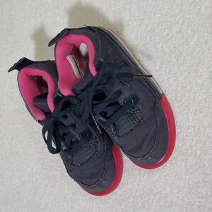 NIKE Air Jordan Baby Retro 4 Denim Blue Pink Sneaker Shoes Size 10C